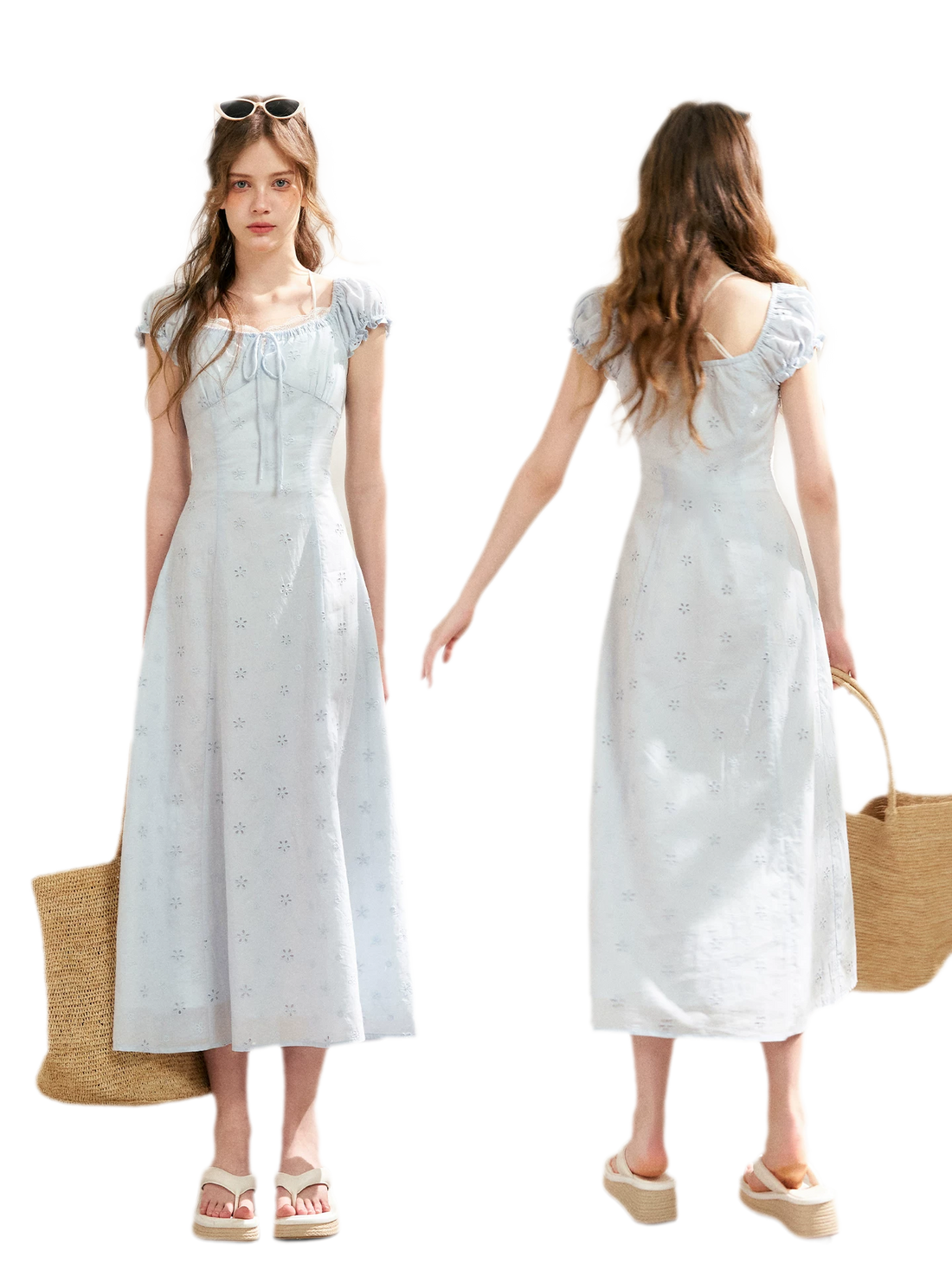Embroidered A-Line Short Sleeve Dress