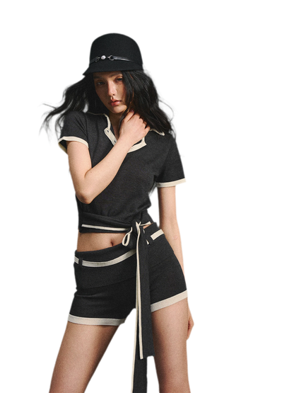 Lyocell Breathable Polo Collar T-Shirt &amp; Contrast Cuff