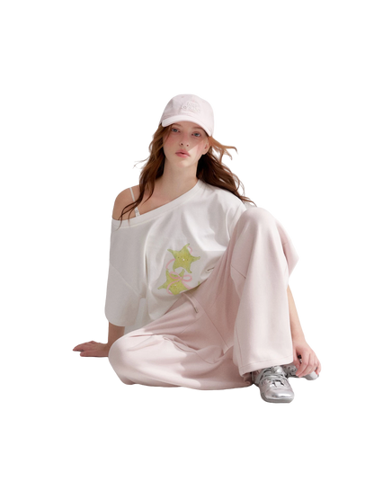 Asymmetrical Starfruit Print T-shirt
