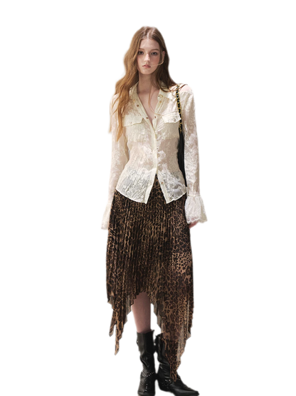 Burnout Jacquard Tailored Chiffon Shirt