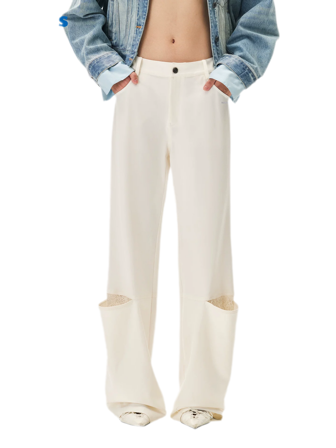 Wool Lace Low-Rise Trousers