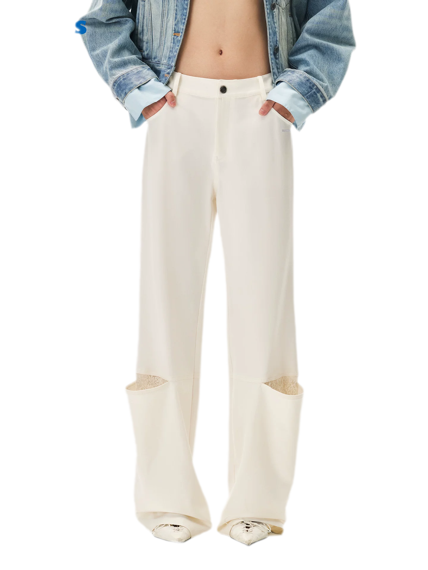 Wool Lace Low-Rise Trousers