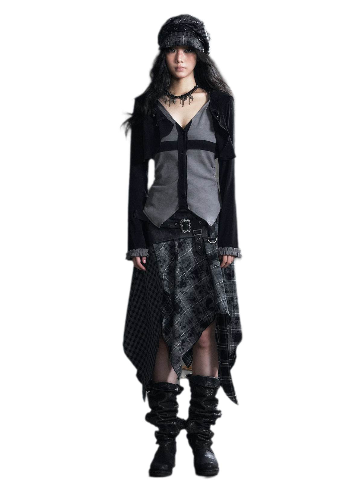 Faux Two-Piece Knit Cardigan