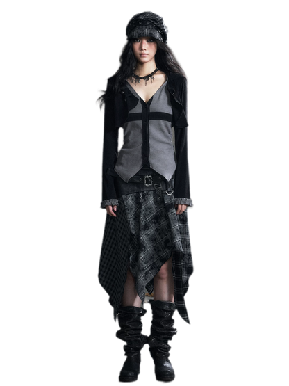 Faux Two-Piece Knit Cardigan