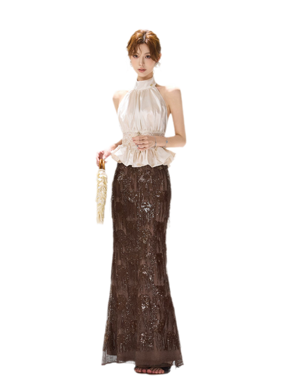 Vintage Sequin Tassel Skirt