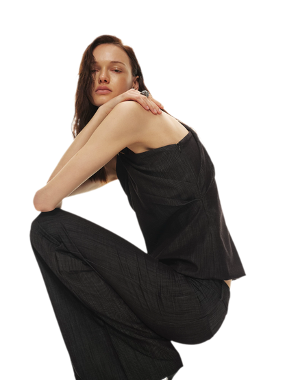 Tencel Hollow Halter Top &amp; Flared Pants Set