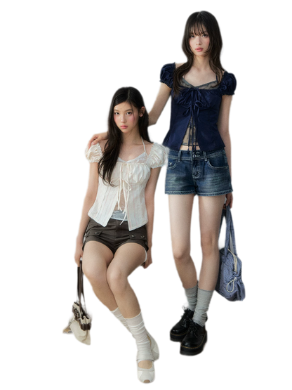 French Lace Puff Blouse