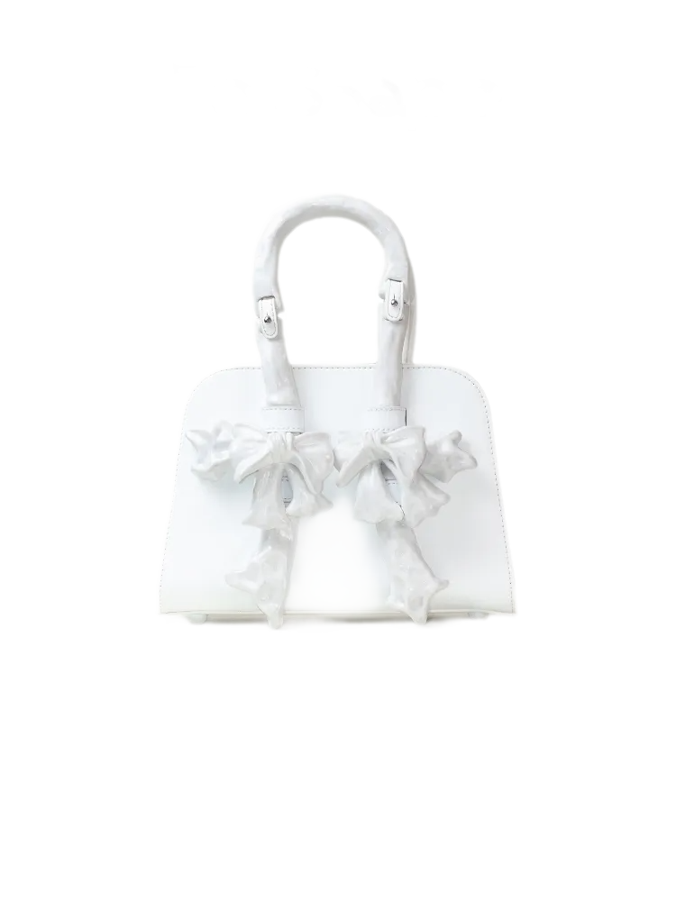 Glossy Bow Structured Handbag