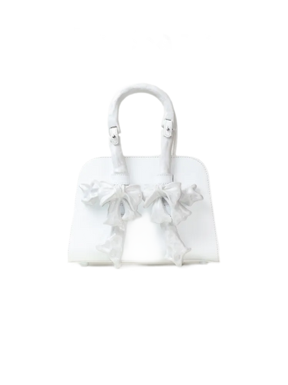 Glossy Bow Structured Handbag