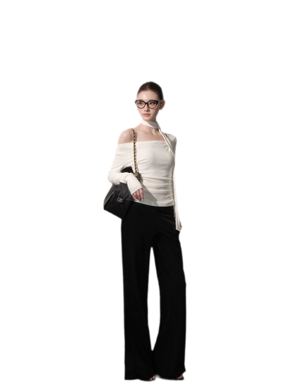 Mid-Rise Wide-Leg Trousers