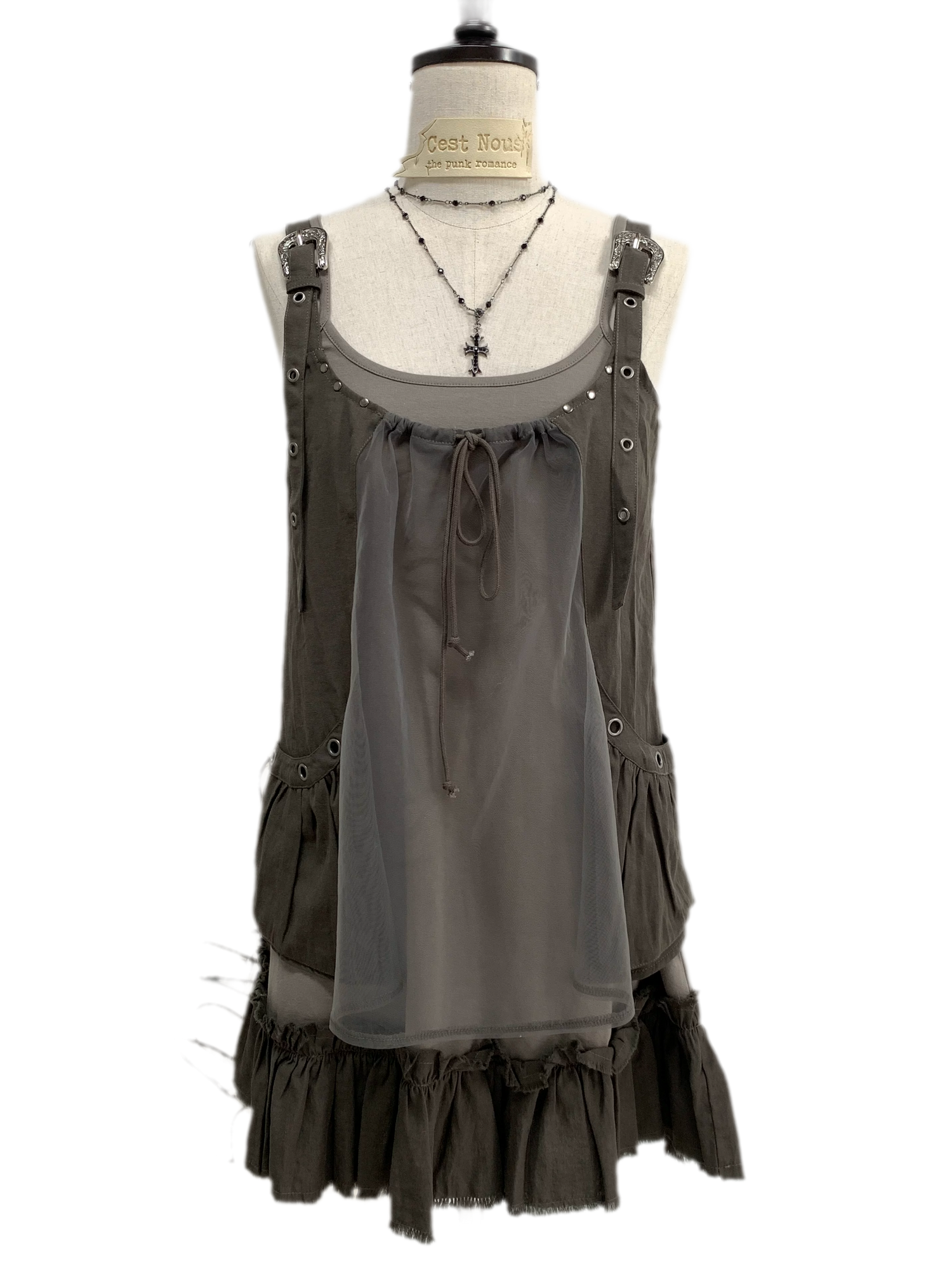 Mesh Layered Strap Dress