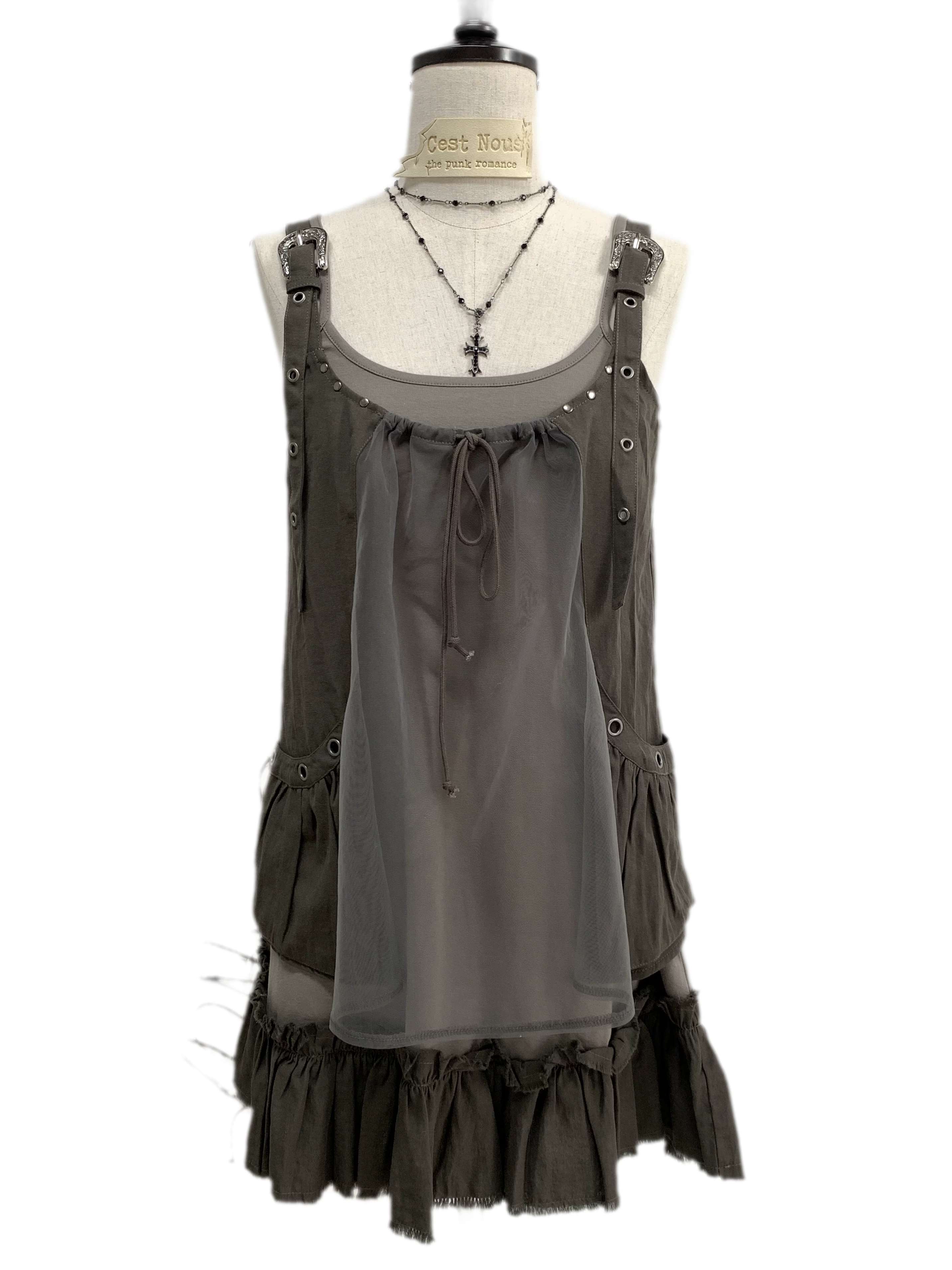 Mesh Layered Strap Dress