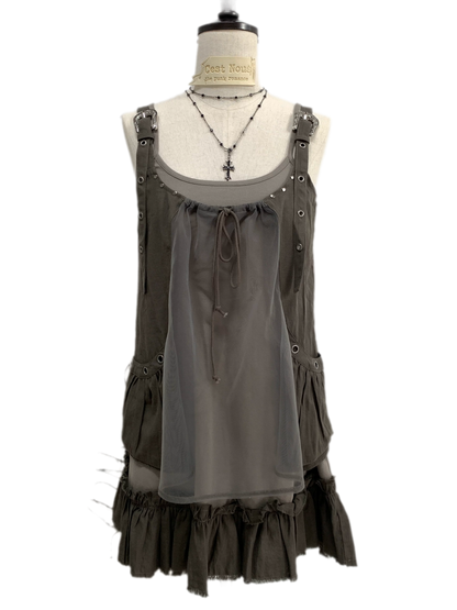 Mesh Layered Strap Dress