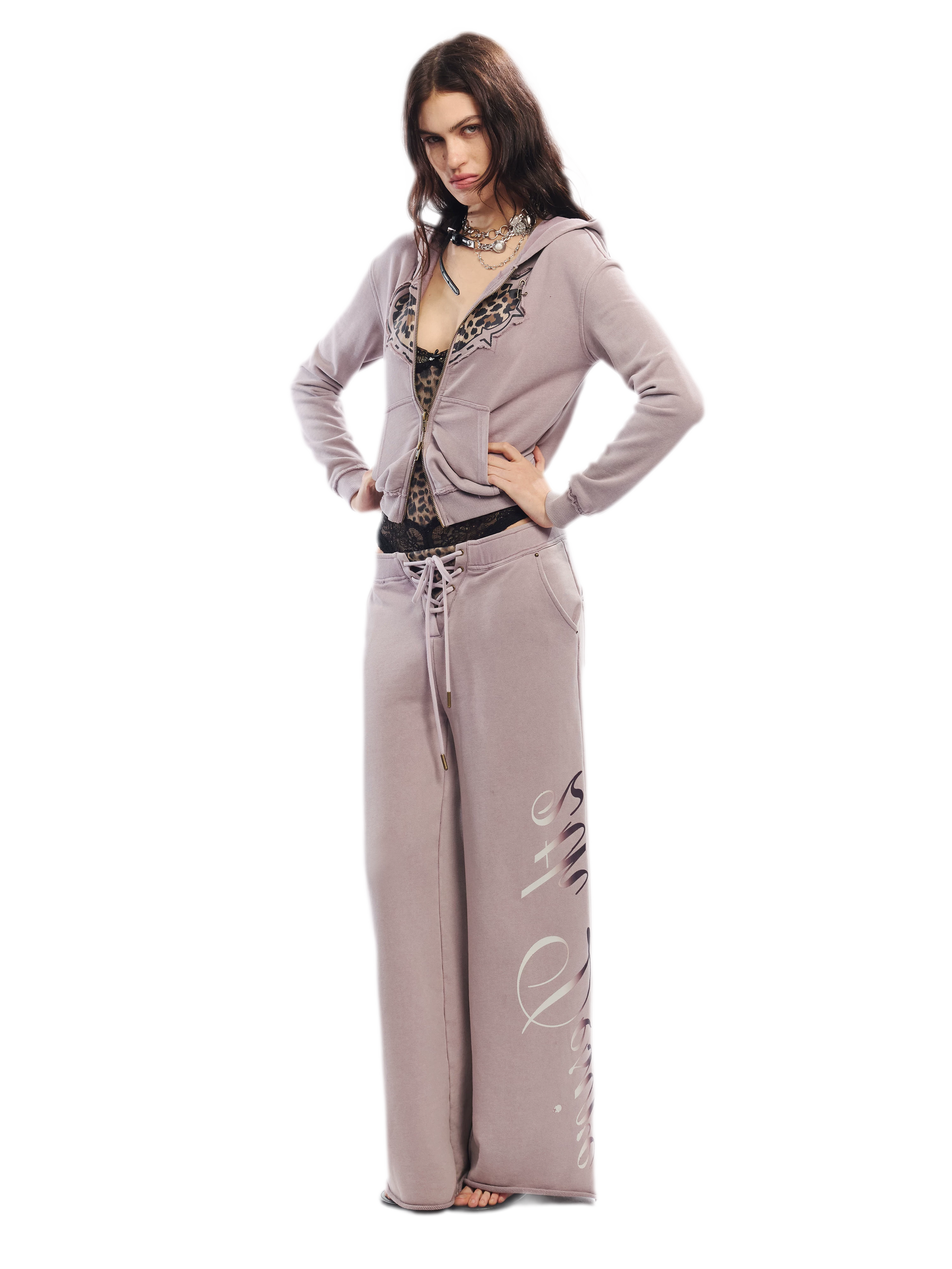 Vintage Letter Print Wide-Leg Pants