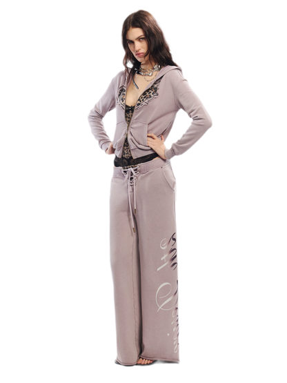 Vintage Letter Print Wide-Leg Pants