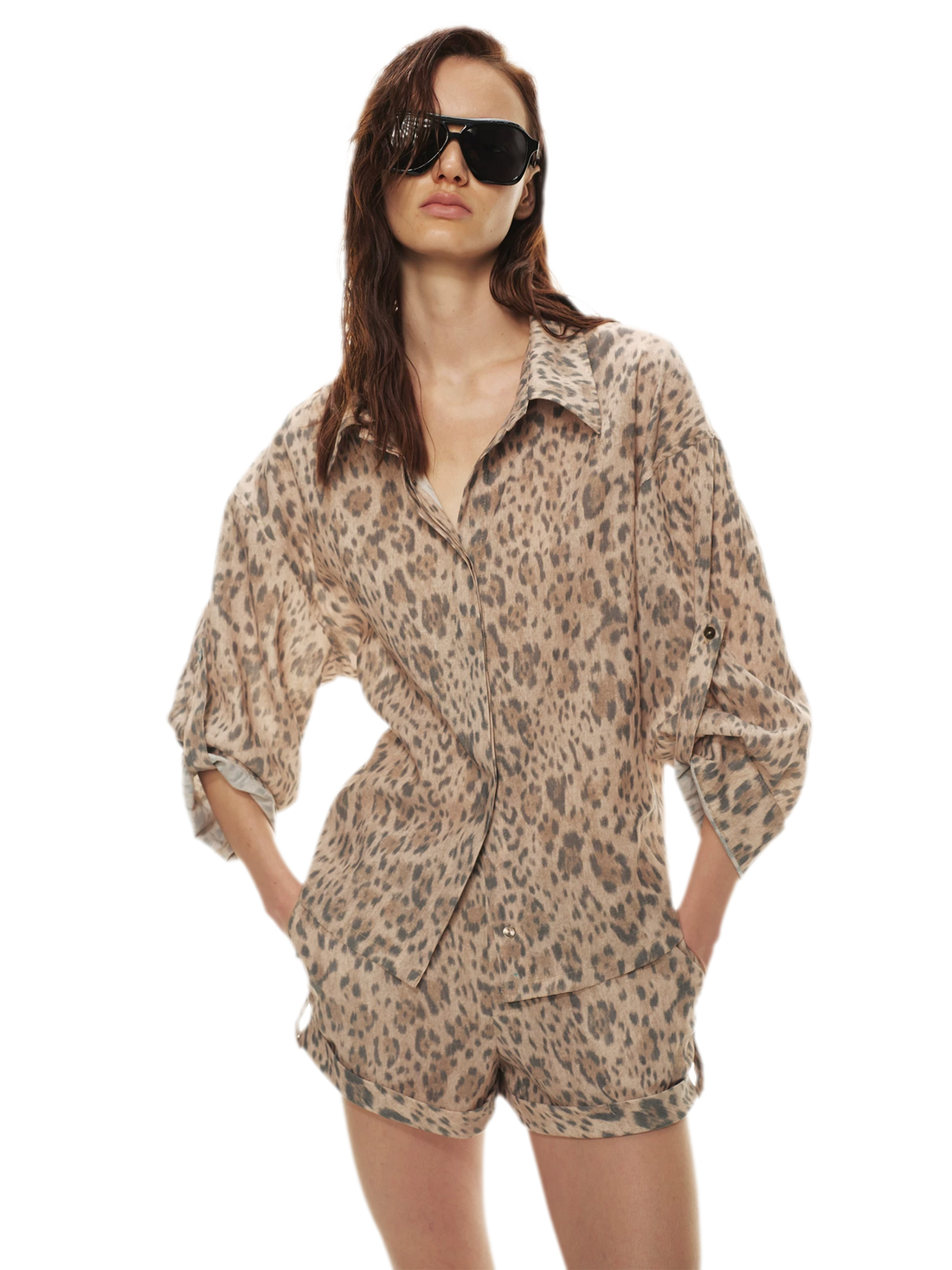 Tencel Linen Leopard Print Shirt &amp; Short