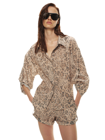 Tencel Linen Leopard Print Shirt &amp; Short