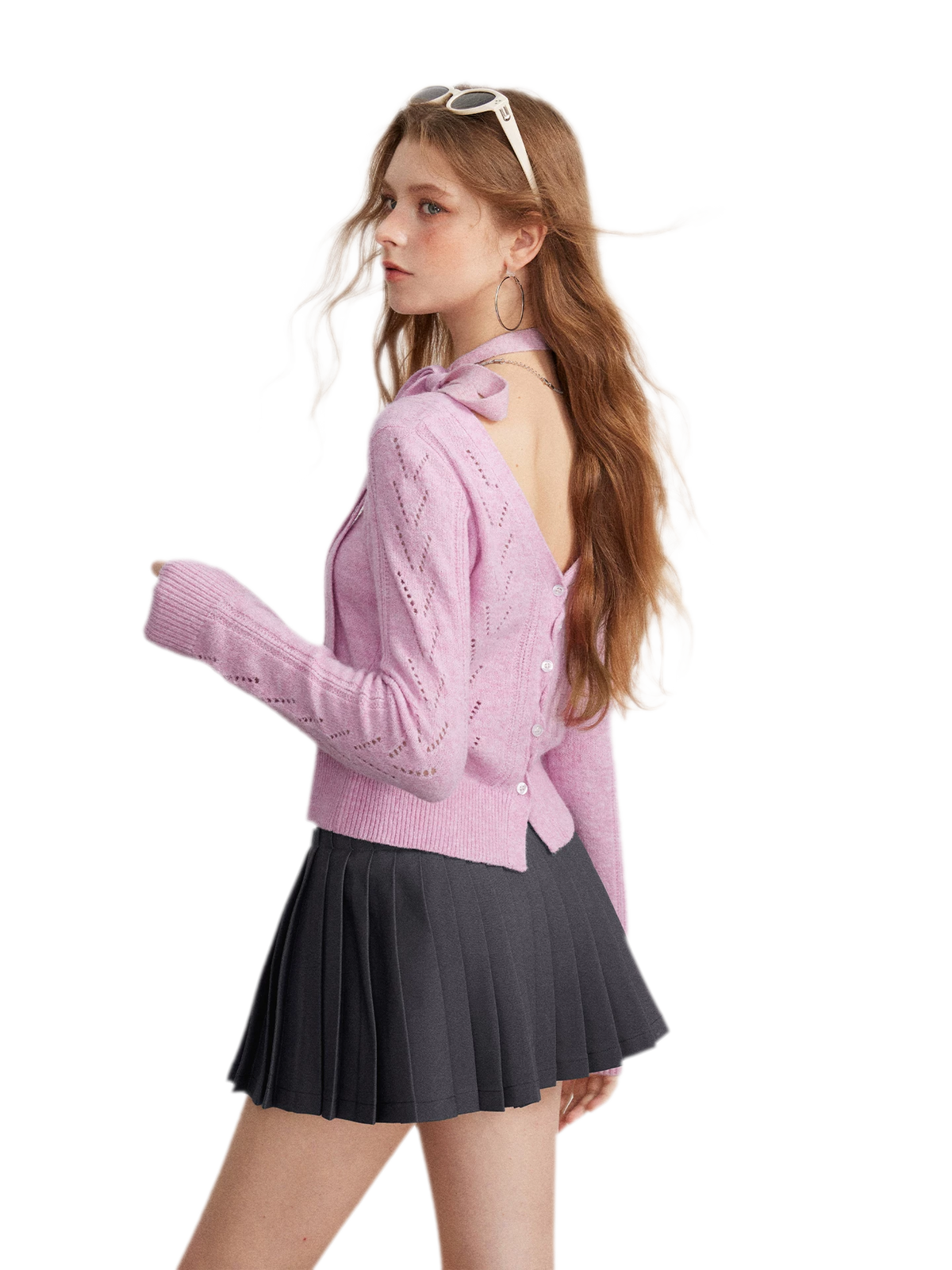 Openwork Reversible Knit Top