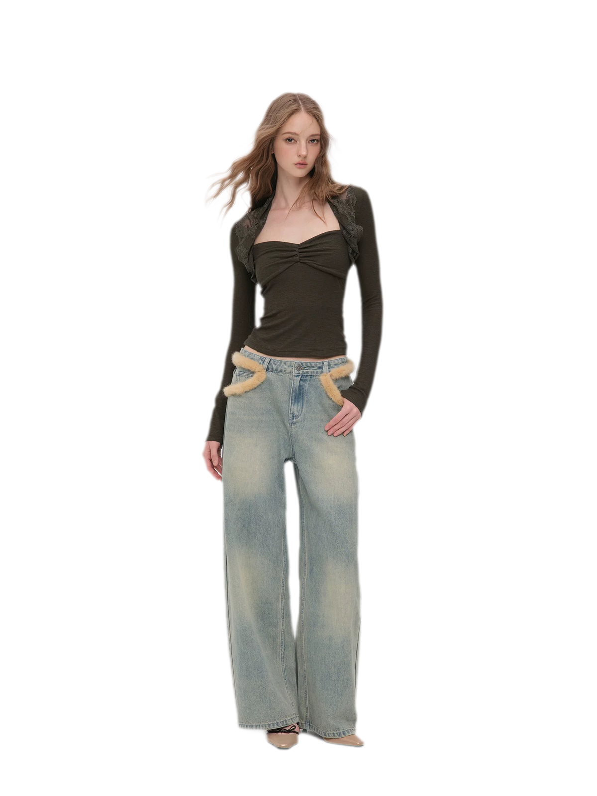 Vintage Washed Wide-Leg Jeans