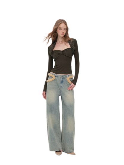 Vintage Washed Wide-Leg Jeans