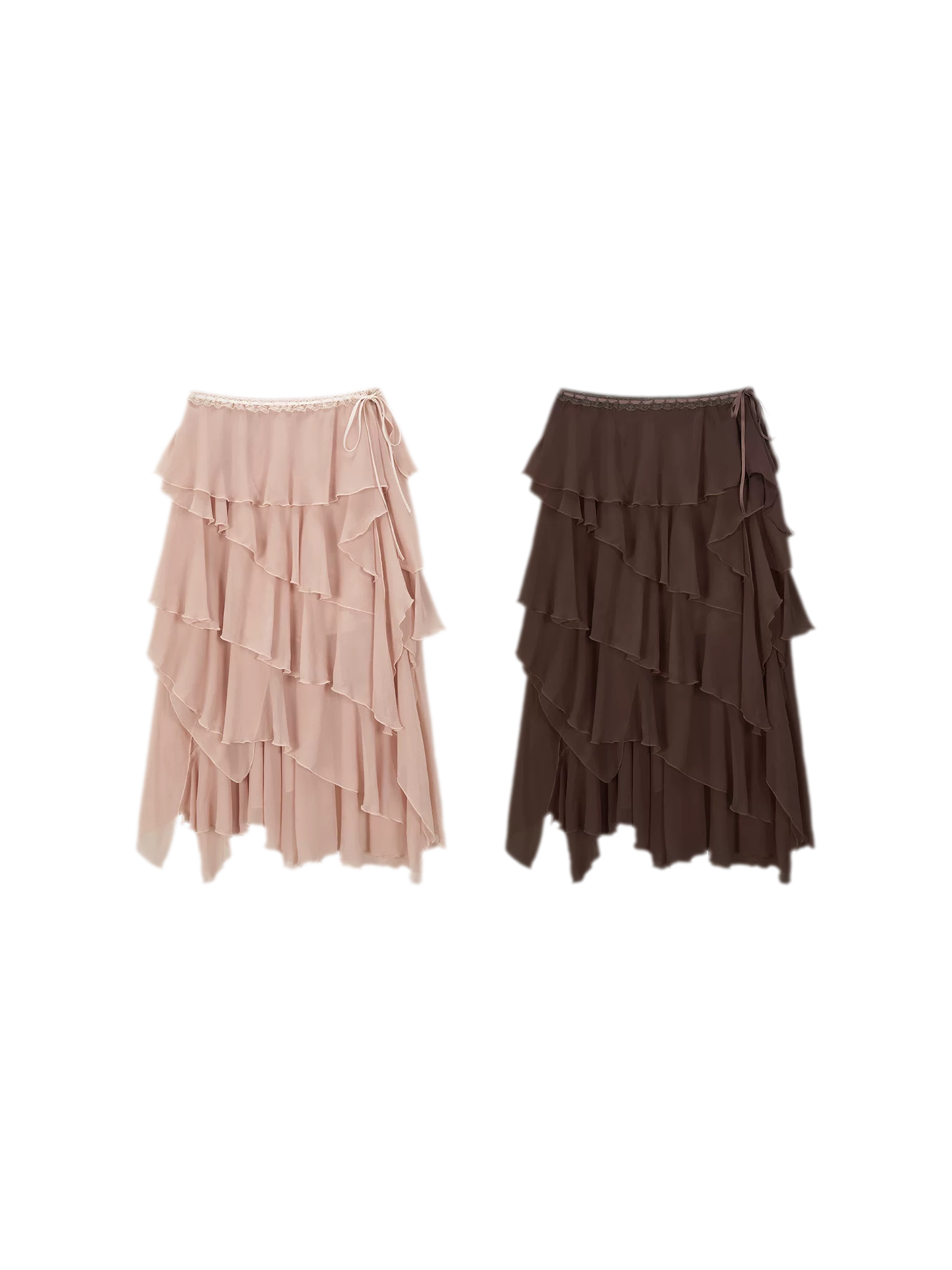 Asymmetric Chiffon Tie-Waist Strapless Skirt