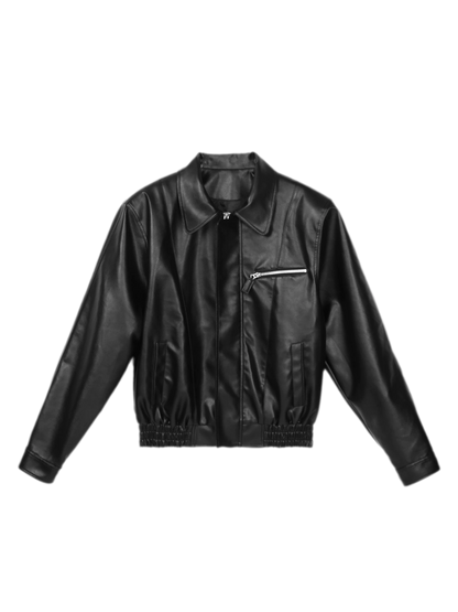 Textured Oversized Leather-Look Jacket