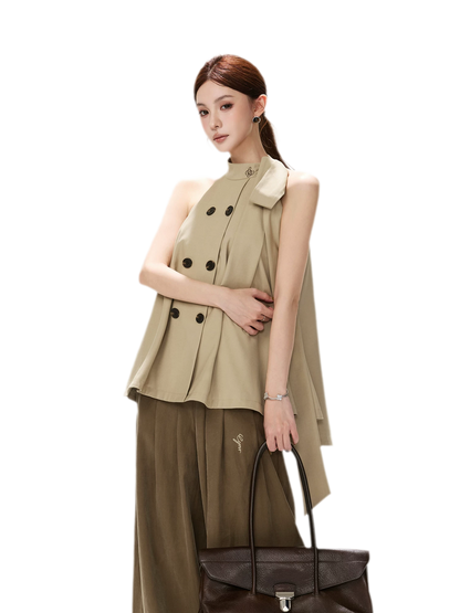 Twill Asymmetric Halter Top