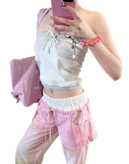 Star Ribbed Bandeau Top