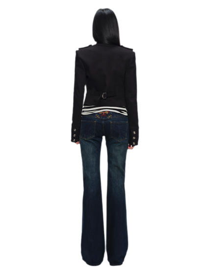 Coated Napoleon Fitted Cropped Jacket