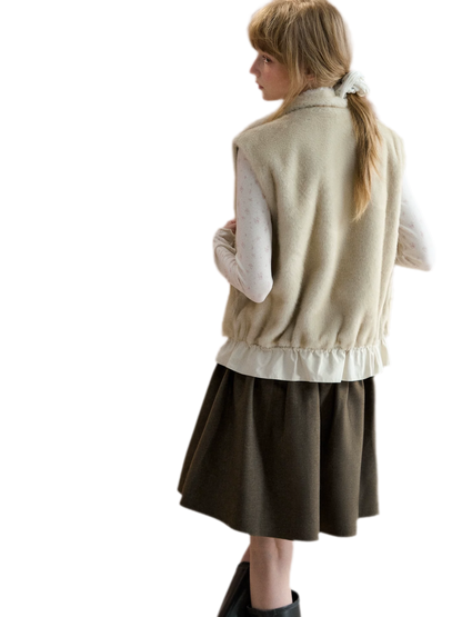 Reversible Plush Stand-Collar Vest