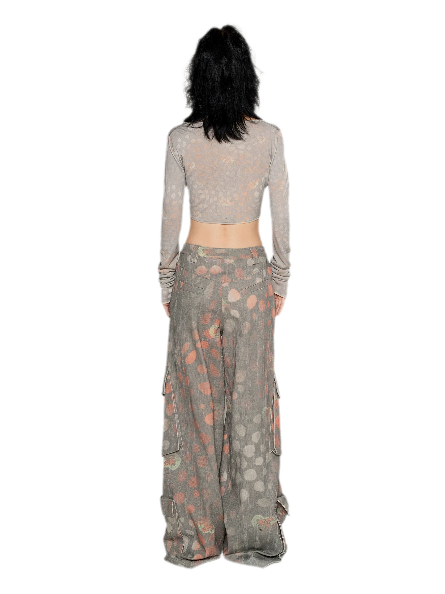 Printed Wide-Leg Cargo Pants