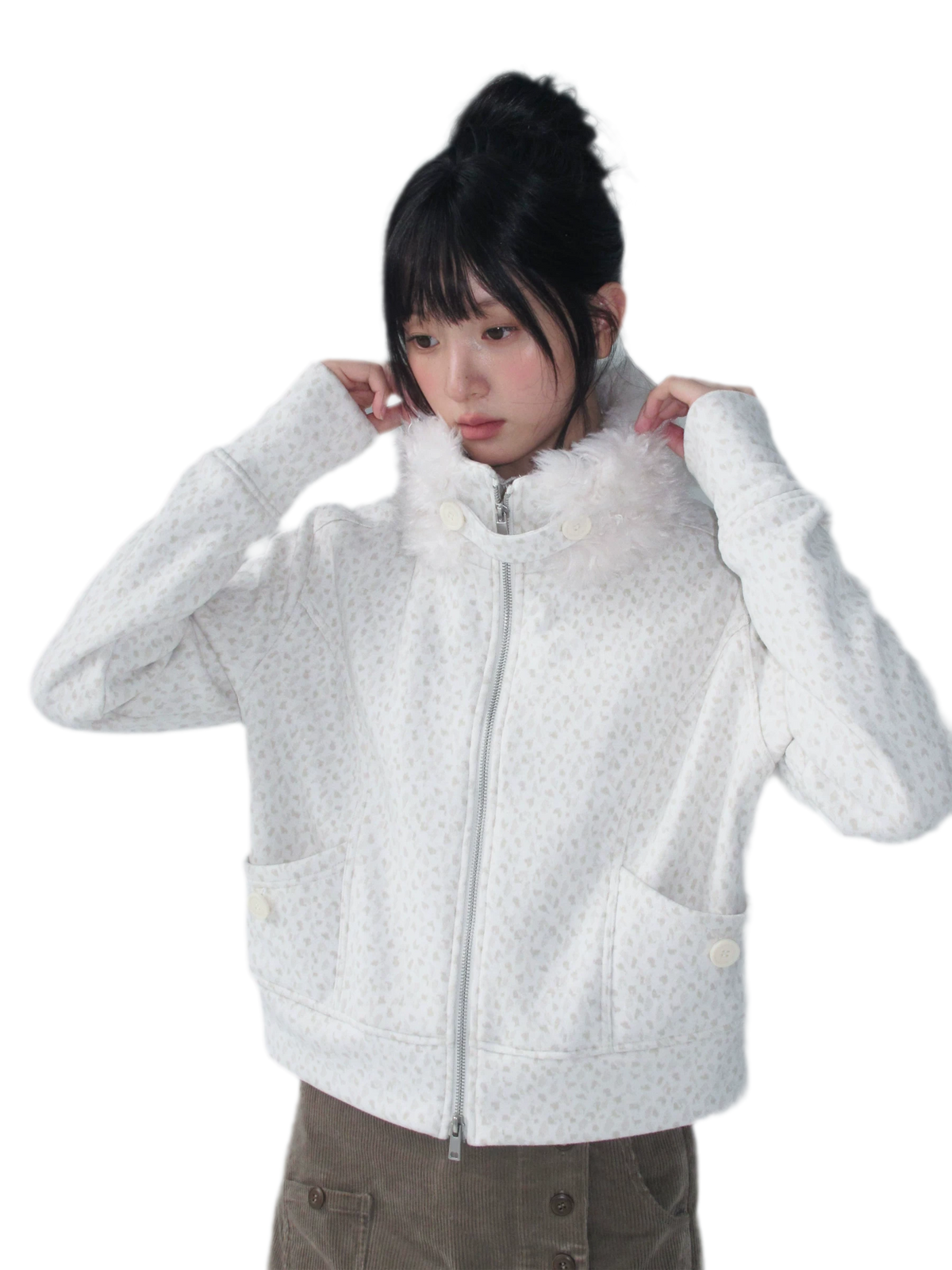 Brushed Jacquard Cropped Jacket