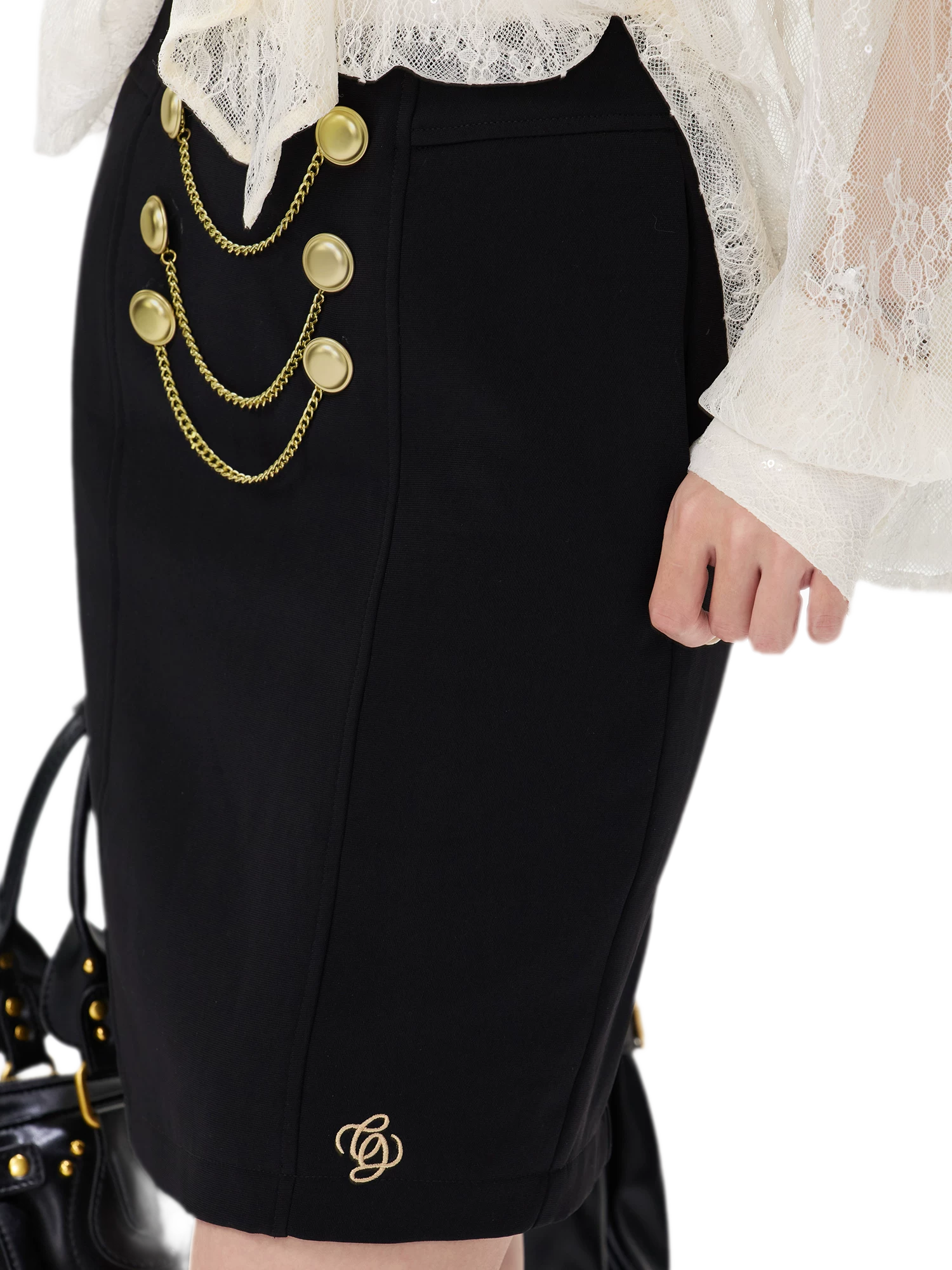 Gold Chain Tailored Skirt