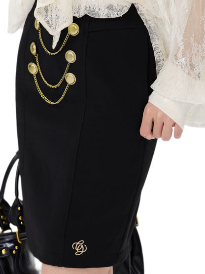 Gold Chain Tailored Skirt