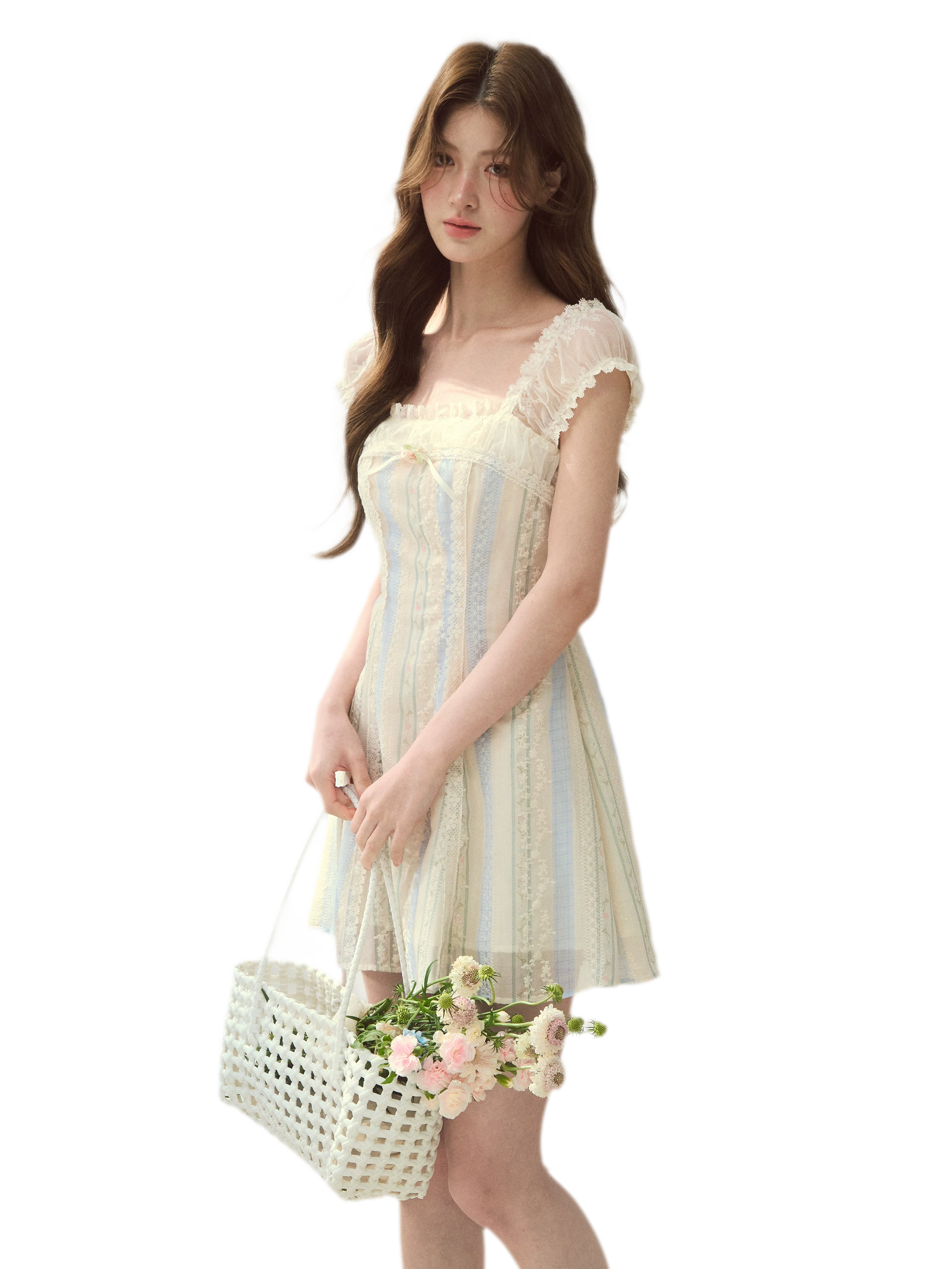 Floral Stripe A-Line Dress