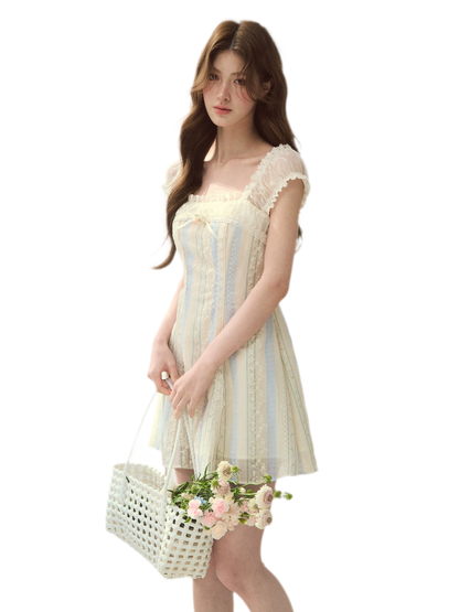 Floral Stripe A-Line Dress