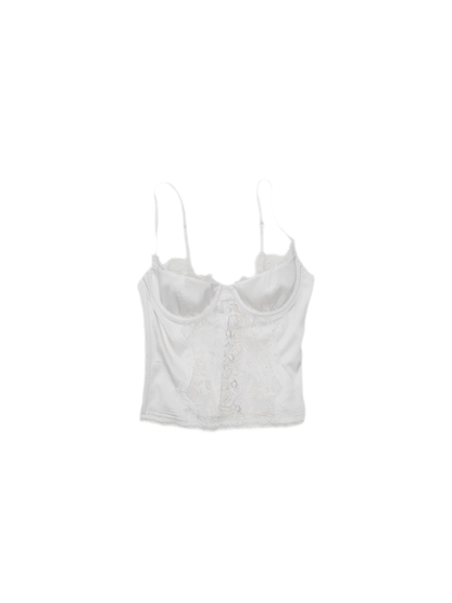 Lace Panel Satin Corset Top