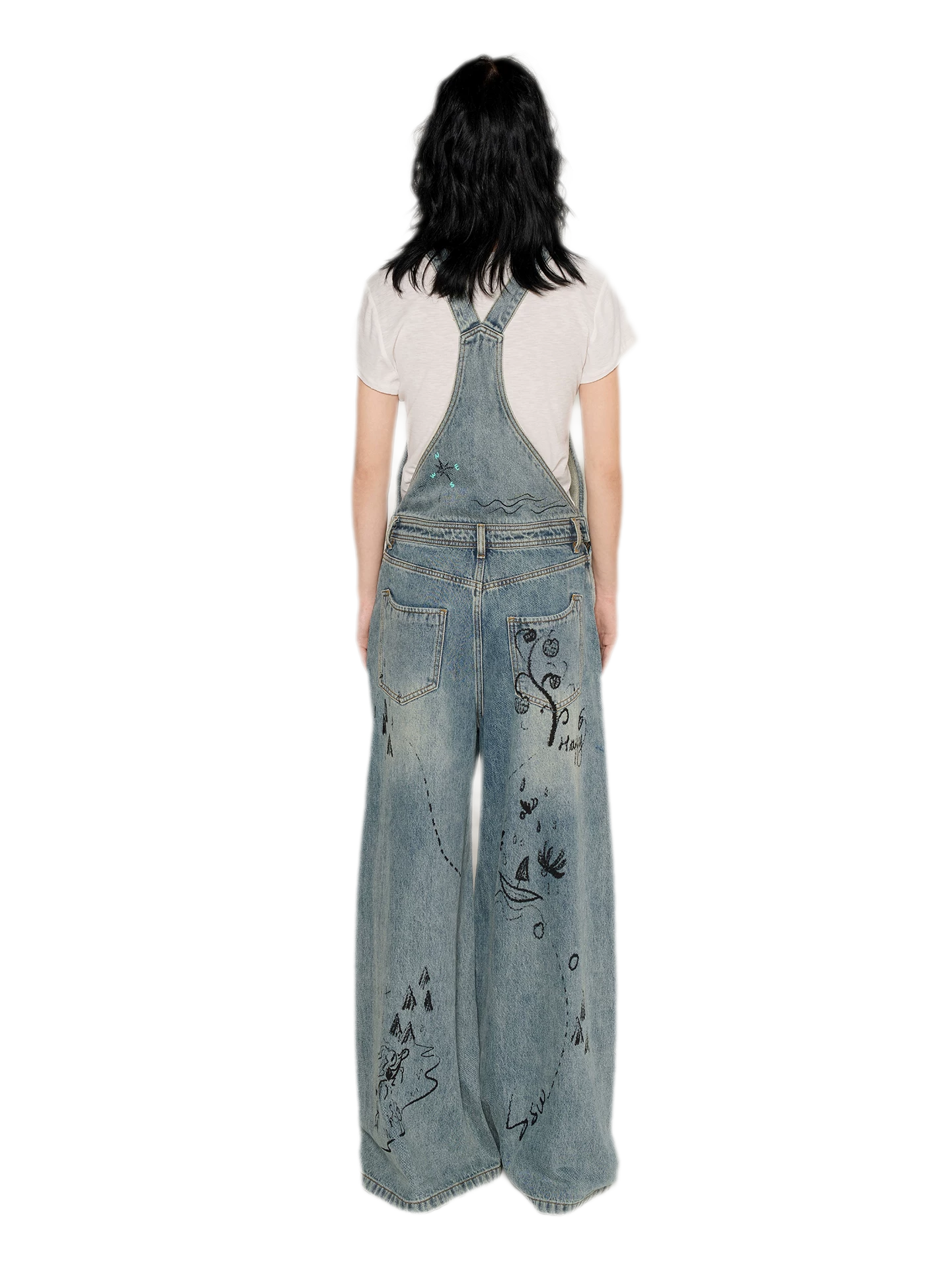 Graffiti Wide-Leg Overalls