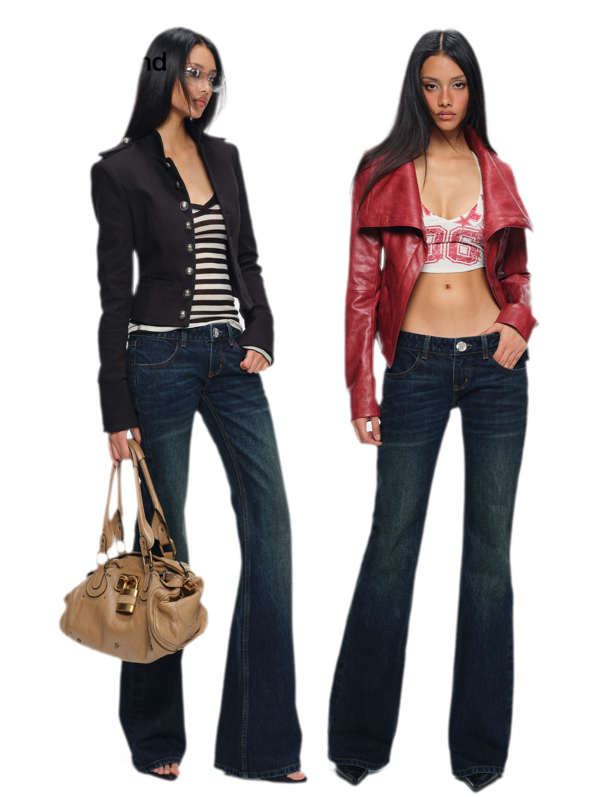 Embroidered Low-Rise Flared Jeans