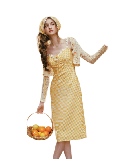 Daisy Gingham Midi Dress