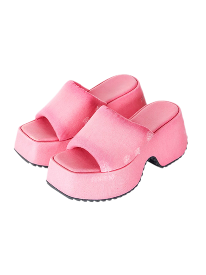 Washed Platform Slippers