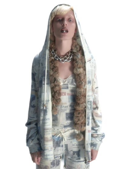 Waffle Print Hooded Set