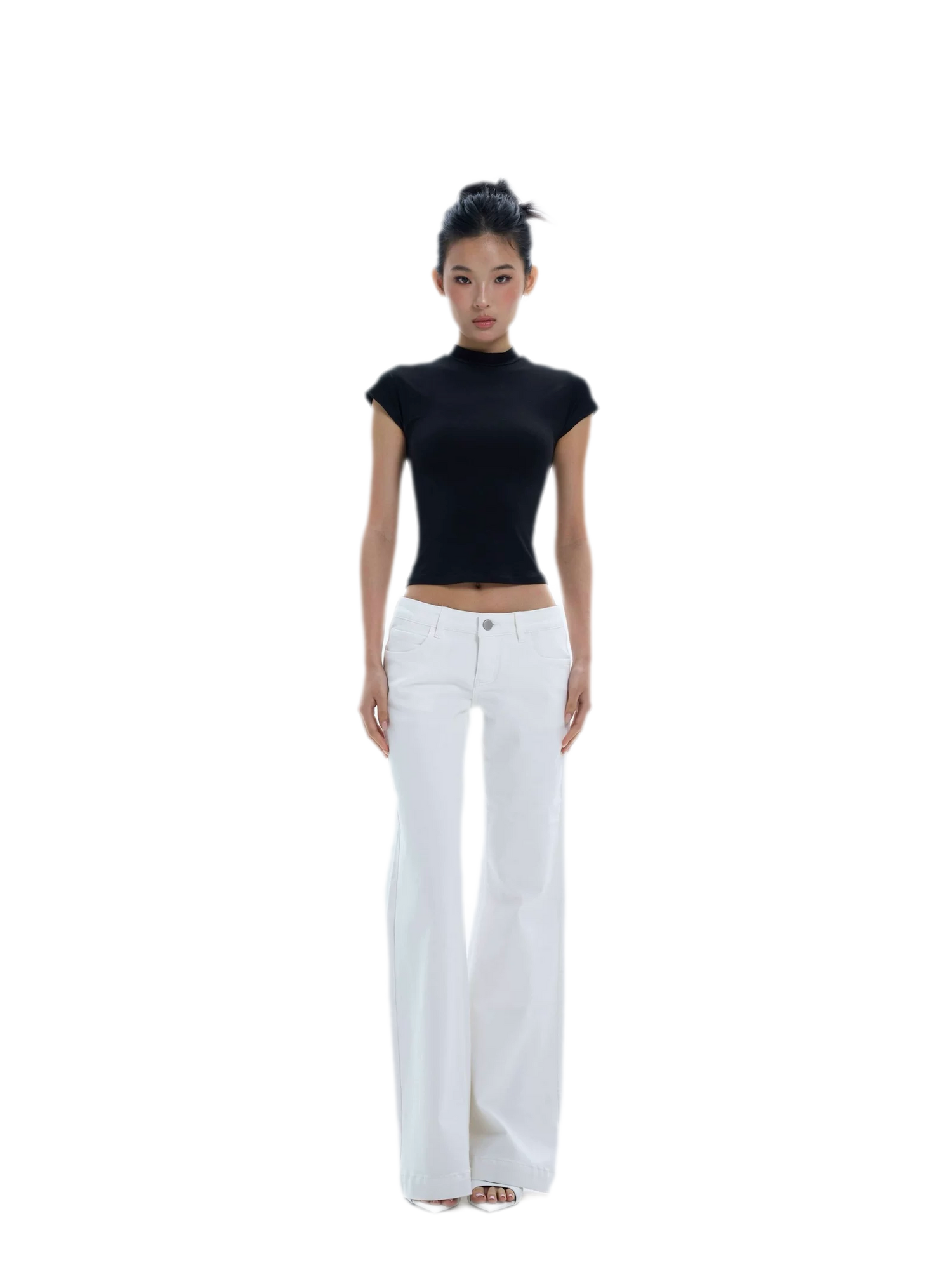 Low-Rise Straight-Leg White Jeans