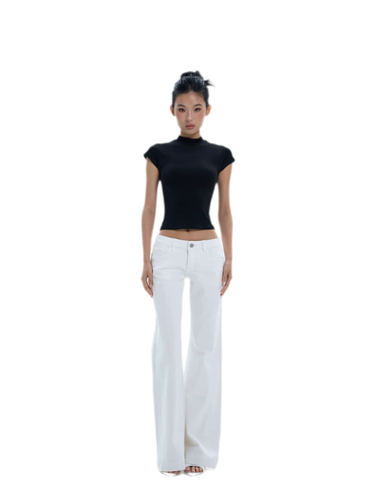Low-Rise Straight-Leg White Jeans