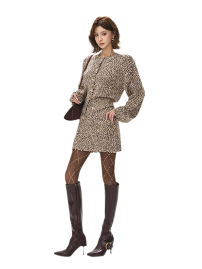 Chunky Knit Cardigan Skirt Set
