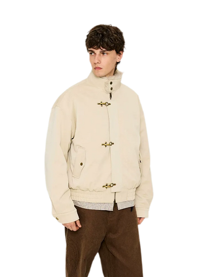 Pearlescent PU Fur-Lined Harrington Jacket