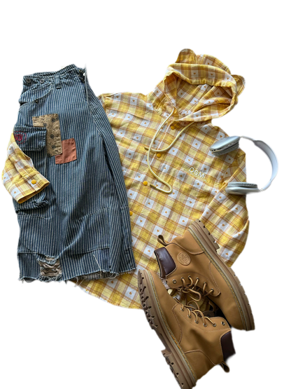Brushed Plaid Hooded Overshirt