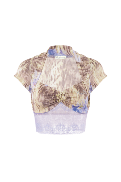 Y2K Millennium Lace Leopard Print Top