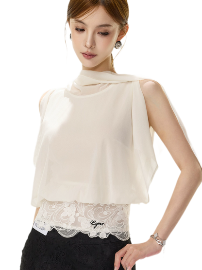 Off-Shoulder Chiffon Blouse