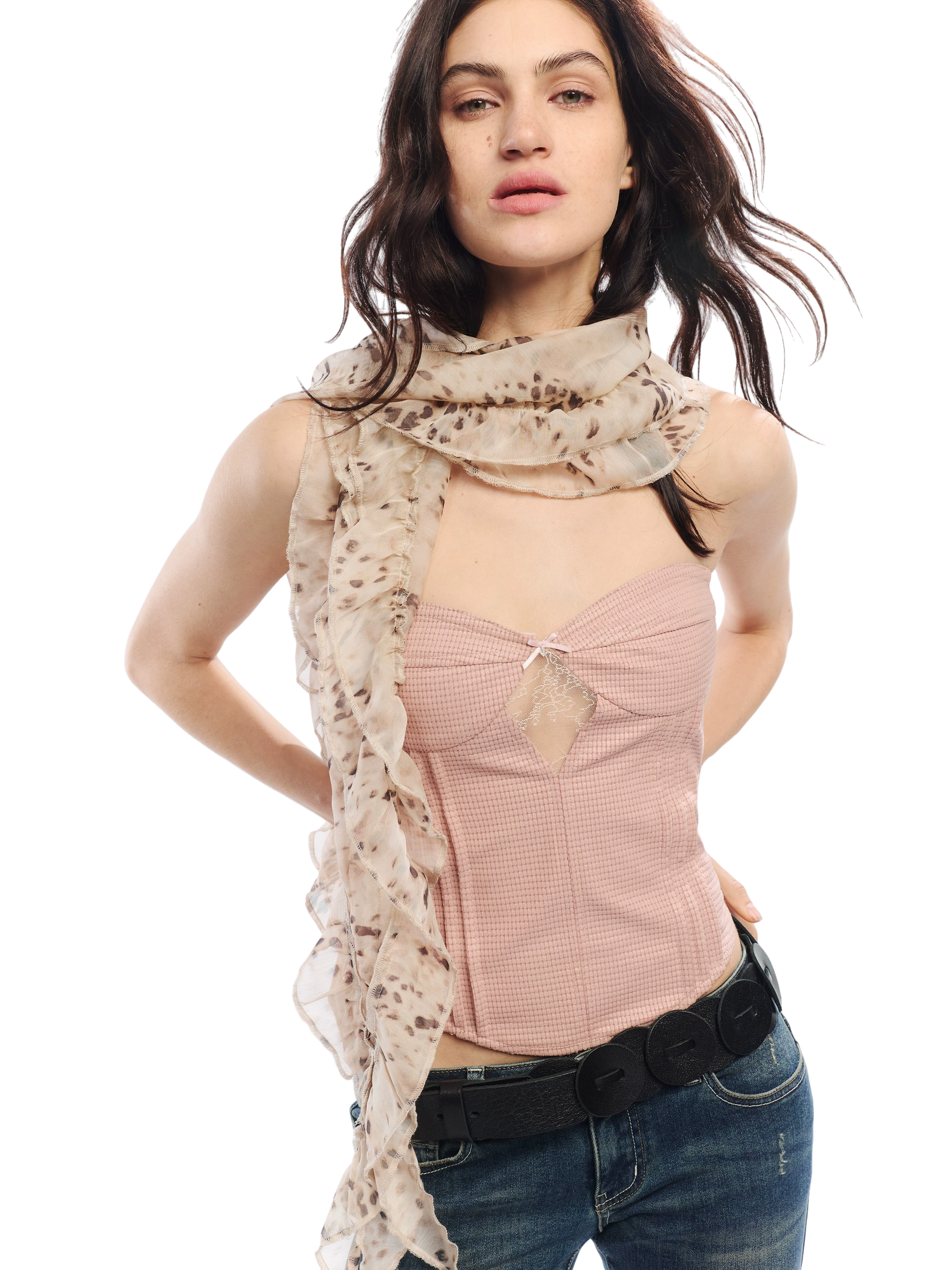 Vintage Millennial Leopard Print Chiffon Scarf